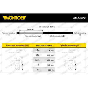 Αμορτισέρ Καπό Monroe ML5392 για Alfa Romeo 156 (932_) 9.97 - 9.05, Alfa Romeo 156 Sportwagon (932_) 5.00 - 5.06