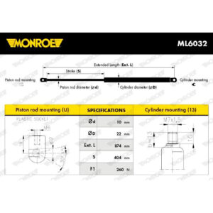 Αμορτισέρ Καπό monroe ml6032 για mercedes-benz slk (r170) 9. 96 – 4. 04 - amortiser online -