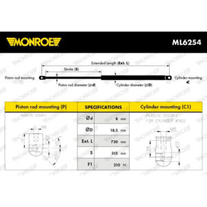 Αμορτισέρ Καπό Monroe ML6254 για Volvo V40 Hatchback 3.12 -
