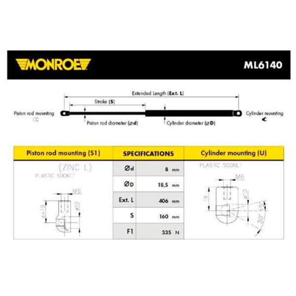 Αμορτισέρ Μπαγκάζ monroe ml6140 για matiz (m200- m250) 3. 05 – - amortiser online -