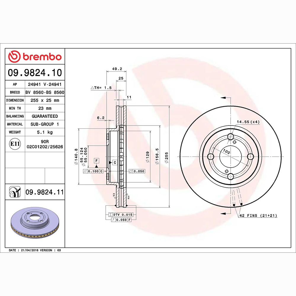 Δισκόπλακα Brembo 09.9824.10 για Toyota Corolla (_e12_) 2001-2008 - Amortiseronline - Amortiseronline Δισκόπλακα brembo 09. 9824. 10 για toyota corolla (_e12_) 2001-2008 - amortiseronline -