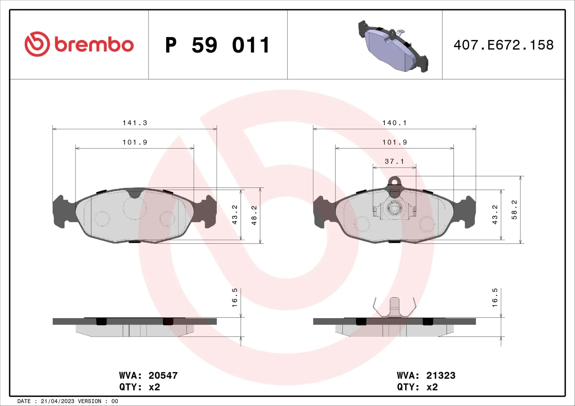 Σετ τακάκια, Δισκόφρενα Brembo P 59 011 - Amortiseronline - Amortiseronline Σετ τακάκια, Δισκόφρενα brembo p 59 011 - amortiseronline -