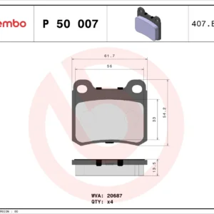 Σετ τακάκια, Δισκόφρενα Brembo P 50 007 για Mercedes