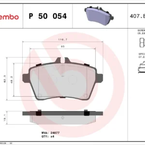 Σετ τακάκια, Δισκόφρενα Brembo P 50 054 για Mercedes