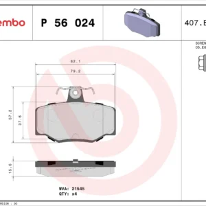 Σετ τακάκια, Δισκόφρενα Brembo P 56 024 για Nissan