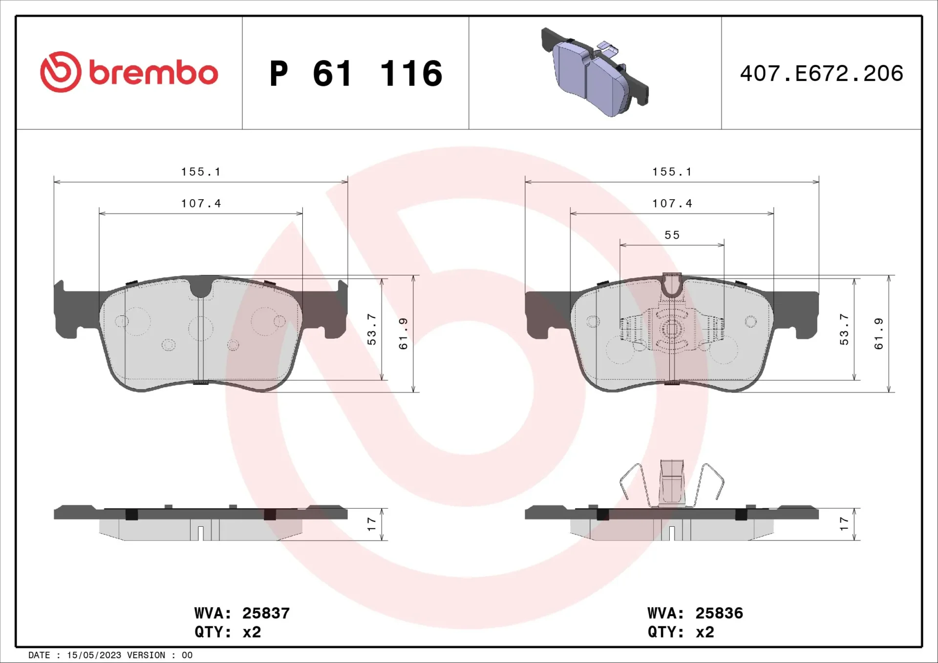 Σετ τακάκια, Δισκόφρενα Brembo P 61 116 - Amortiseronline - Amortiseronline Σετ τακάκια, Δισκόφρενα brembo p 61 116 - amortiseronline -