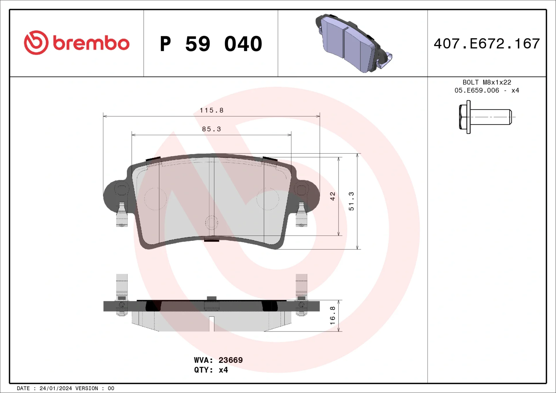 Σετ τακάκια, Δισκόφρενα Brembo P 59 040 - Amortiseronline - Amortiseronline Σετ τακάκια, Δισκόφρενα brembo p 59 040 - amortiseronline -