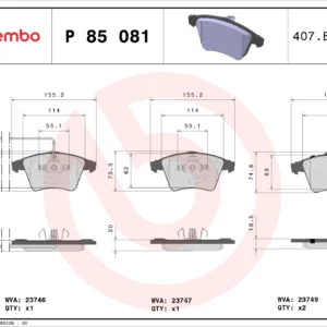 Σετ τακάκια, Δισκόφρενα Brembo P 85 081  για VW