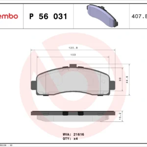 Σετ τακάκια, Δισκόφρενα Brembo P 56 031 για Nissan