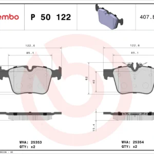 Σετ τακάκια, Δισκόφρενα Brembo P 50 122 για Mercedes