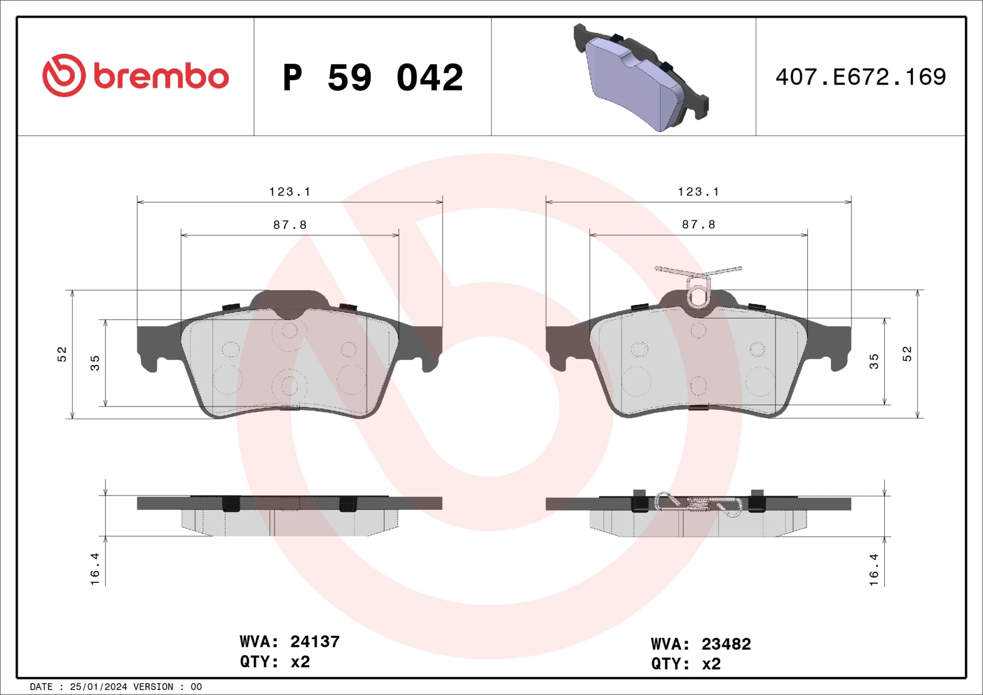 Σετ τακάκια, Δισκόφρενα Brembo P 59 042 - Amortiseronline - Amortiseronline Σετ τακάκια, Δισκόφρενα brembo p 59 042 - amortiseronline -