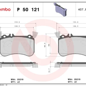 Σετ τακάκια, Δισκόφρενα Brembo P 50 121 για Mercedes