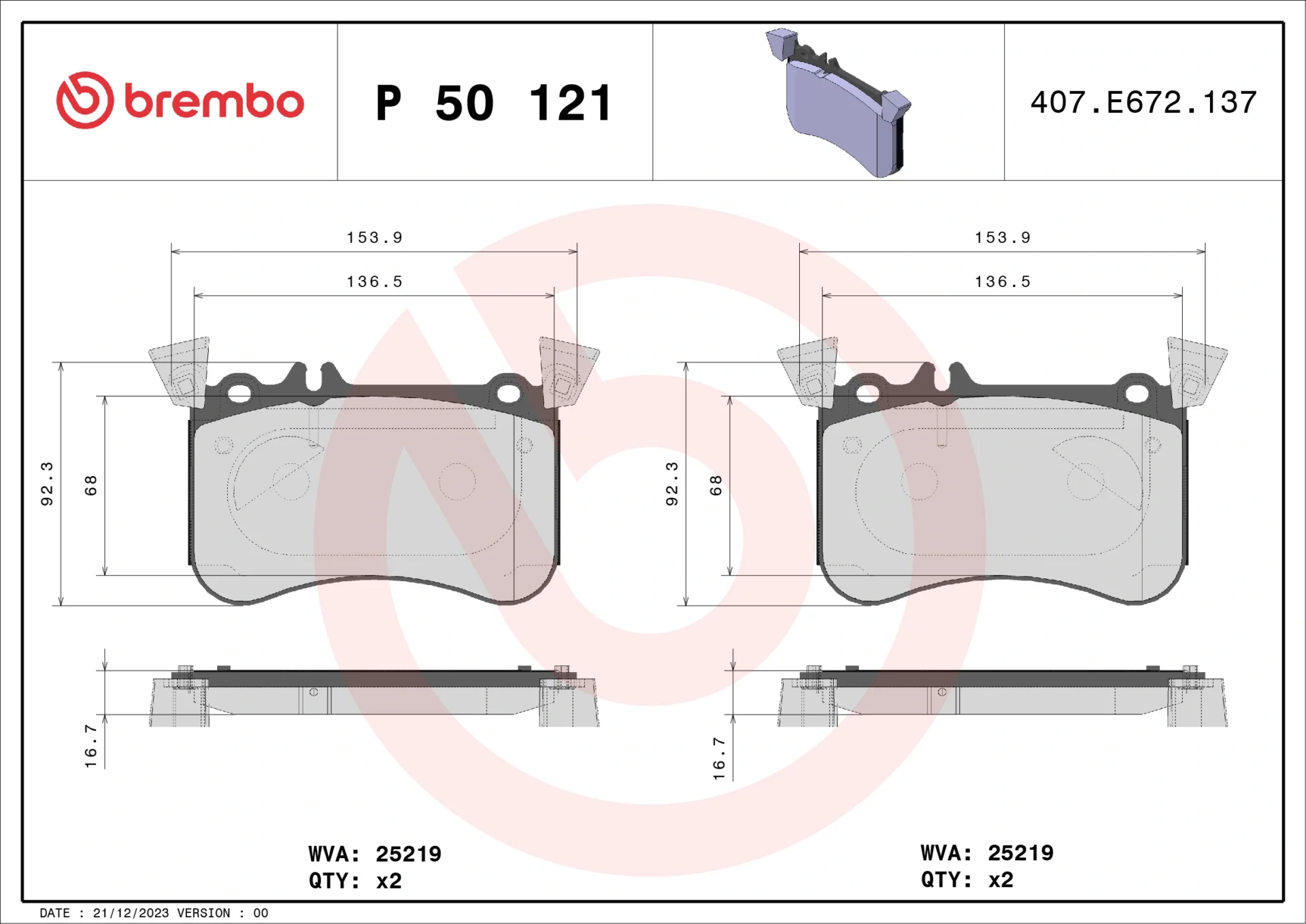 Σετ τακάκια, Δισκόφρενα Brembo P 50 121 για Mercedes - Amortiseronline - Amortiseronline Σετ τακάκια, Δισκόφρενα brembo p 50 121 για mercedes - amortiseronline -