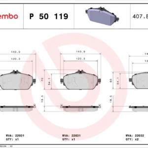 Σετ τακάκια, Δισκόφρενα Brembo P 50 119 για Mercedes