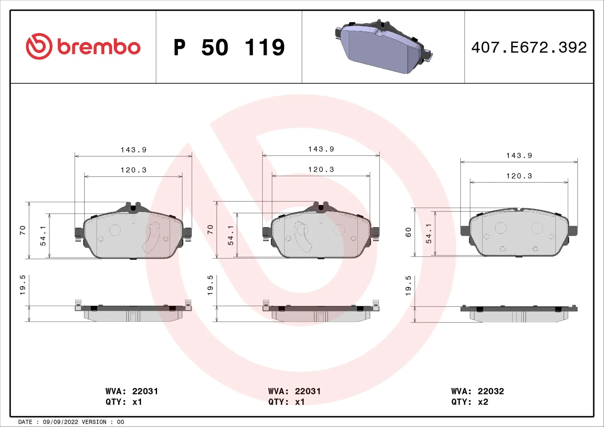 Σετ τακάκια, Δισκόφρενα Brembo P 50 119 για Mercedes - Amortiseronline - Amortiseronline Σετ τακάκια, Δισκόφρενα brembo p 50 119 για mercedes - amortiseronline -