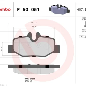 Σετ τακάκια, Δισκόφρενα Brembo P 50 051 για Mercedes