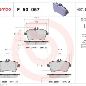 Σετ τακάκια, Δισκόφρενα Brembo P 50 057 για Mercedes