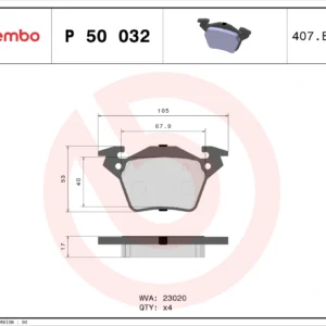 Σετ τακάκια, Δισκόφρενα Brembo P 50 032 για Mercedes