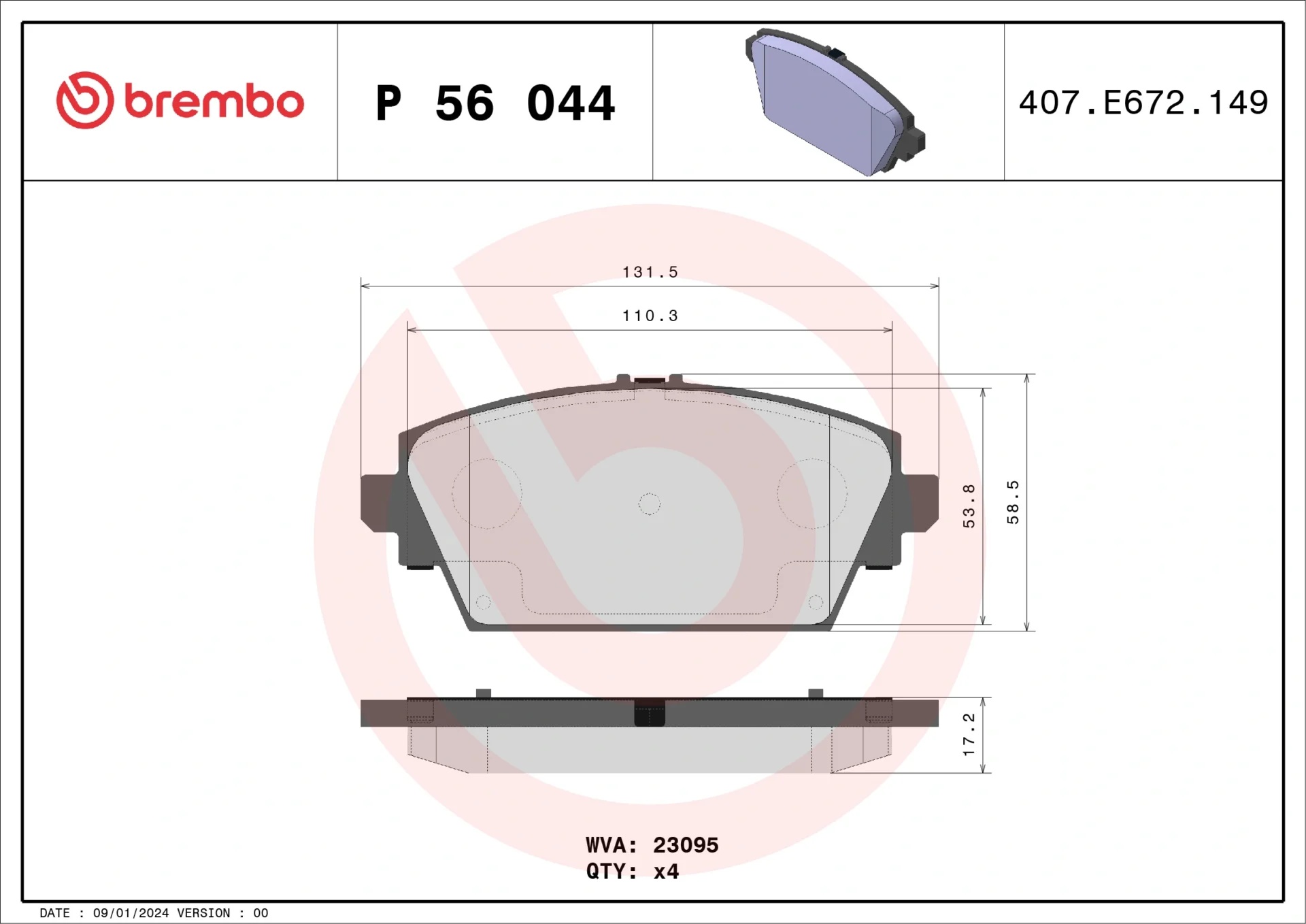 Σετ τακάκια, Δισκόφρενα Brembo P 56 044 - Amortiseronline - Amortiseronline Σετ τακάκια, Δισκόφρενα brembo p 56 044 - amortiseronline -