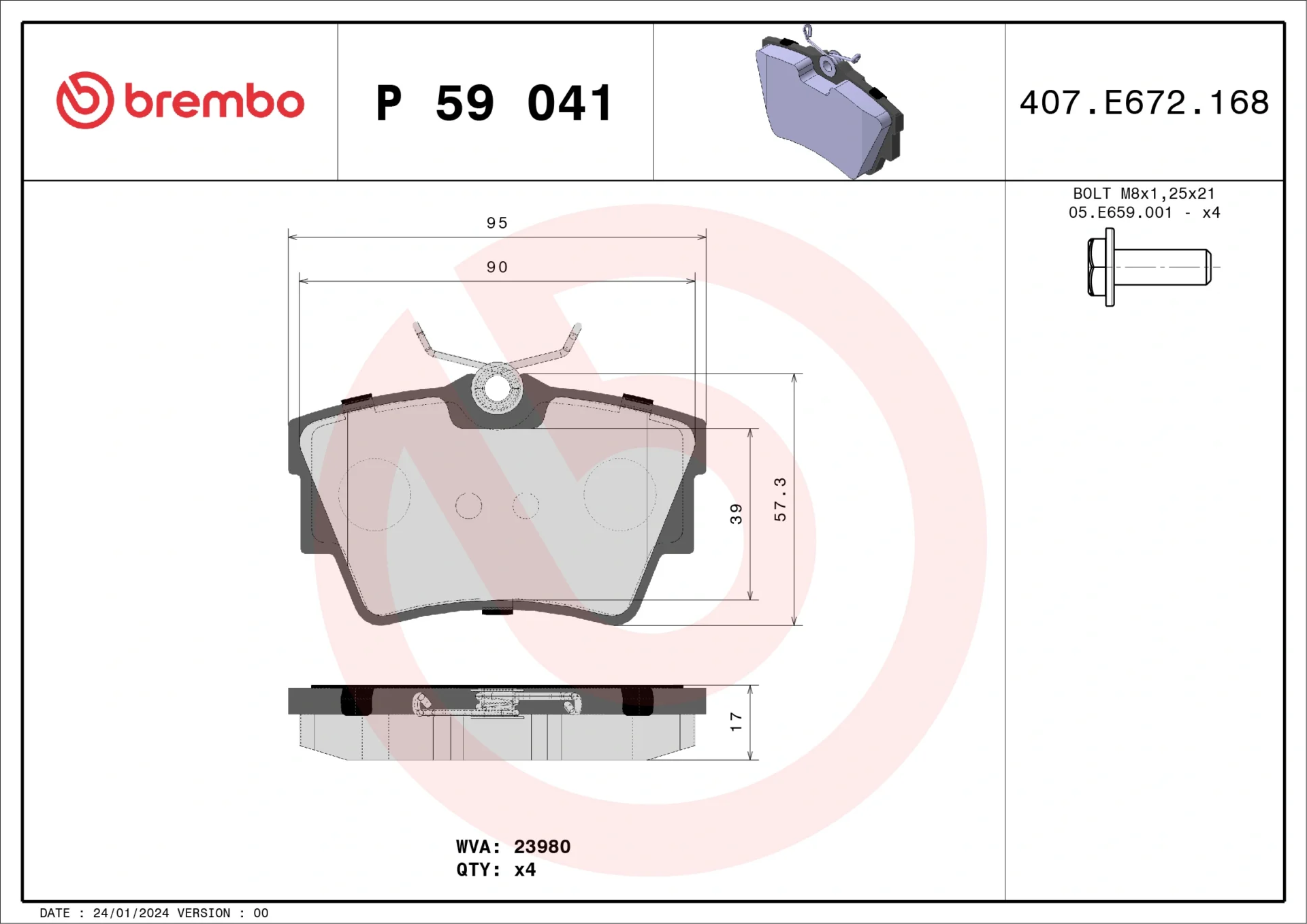 Σετ τακάκια, Δισκόφρενα Brembo P 59 041 - Amortiseronline - Amortiseronline Σετ τακάκια, Δισκόφρενα brembo p 59 041 - amortiseronline -