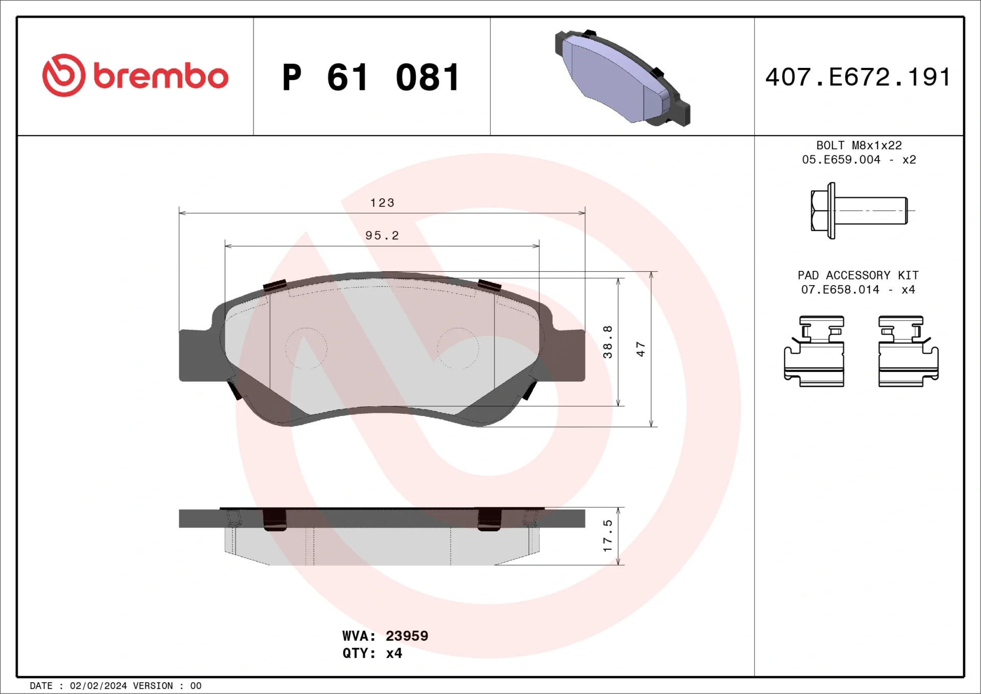 Σετ τακάκια, Δισκόφρενα Brembo P 61 081 - Amortiseronline - Amortiseronline Σετ τακάκια, Δισκόφρενα brembo p 61 081 - amortiseronline -