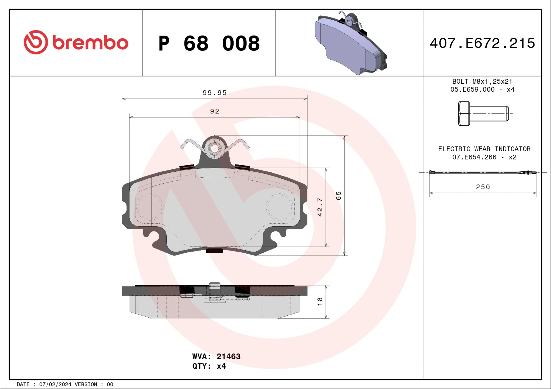 Σετ τακάκια, Δισκόφρενα Brembo P 68 008 - Amortiseronline - Amortiseronline Σετ τακάκια, Δισκόφρενα brembo p 68 008 - amortiseronline -