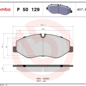 Σετ τακάκια, Δισκόφρενα Brembo P 50 129 για Mercedes
