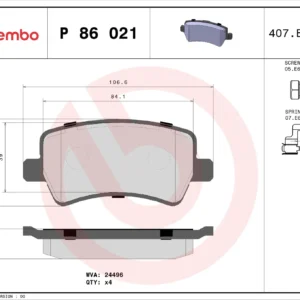 Σετ τακάκια, Δισκόφρενα Brembo P 86 021 για Land Rover, Volvo