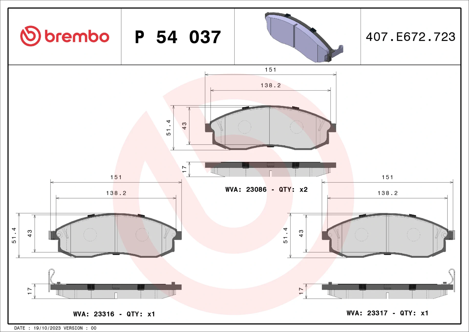 Σετ τακάκια, Δισκόφρενα Brembo P 54 037 για Mitsubishi - Amortiseronline - Amortiseronline Σετ τακάκια, Δισκόφρενα brembo p 54 037 για mitsubishi - amortiseronline -