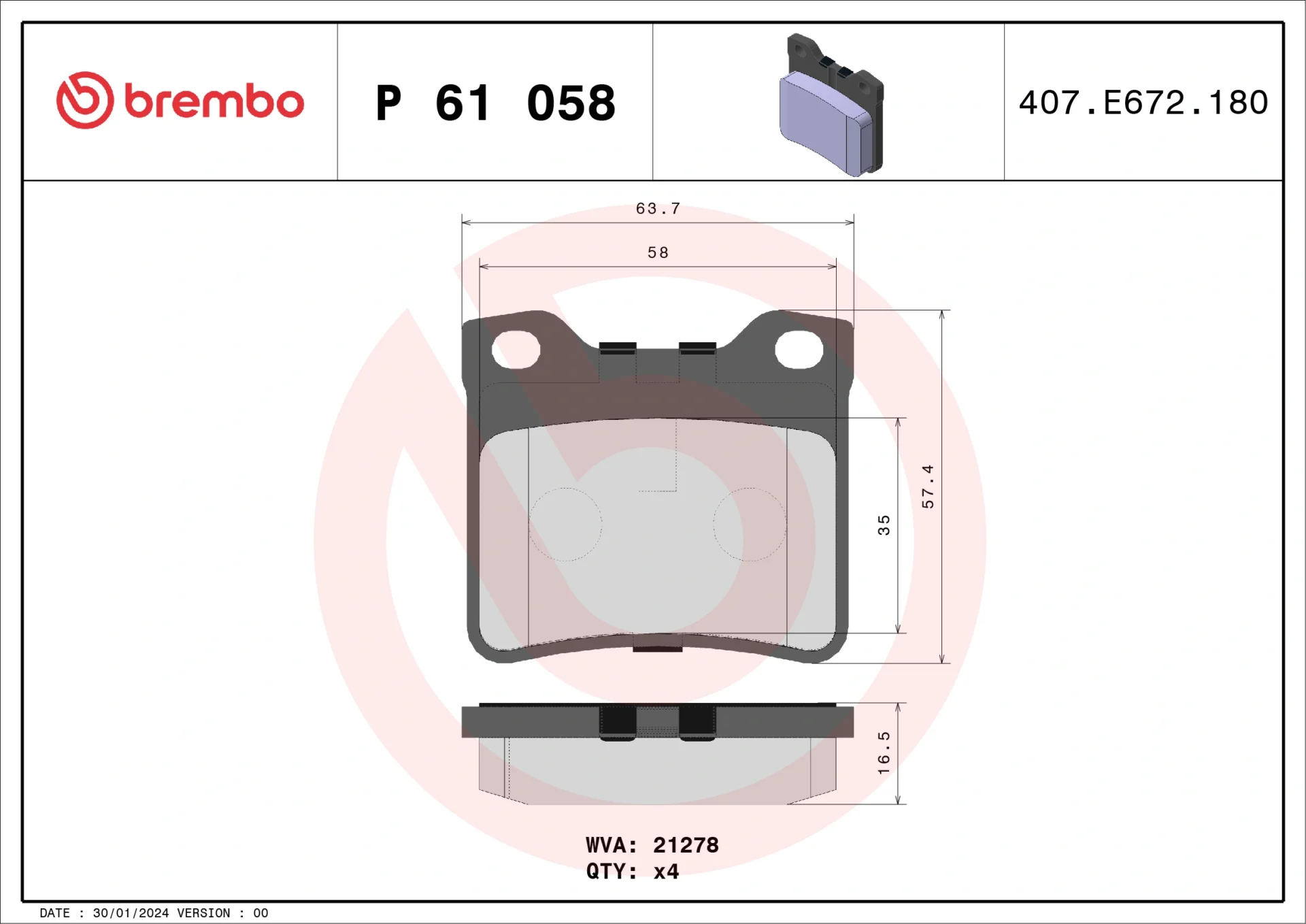 Σετ τακάκια, Δισκόφρενα Brembo P 61 058 - Amortiseronline - Amortiseronline Σετ τακάκια, Δισκόφρενα brembo p 61 058 - amortiseronline -