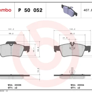Σετ τακάκια, Δισκόφρενα Brembo P 50 052 για Mercedes