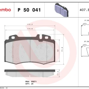 Σετ τακάκια, Δισκόφρενα Brembo P 50 041 για Mercedes
