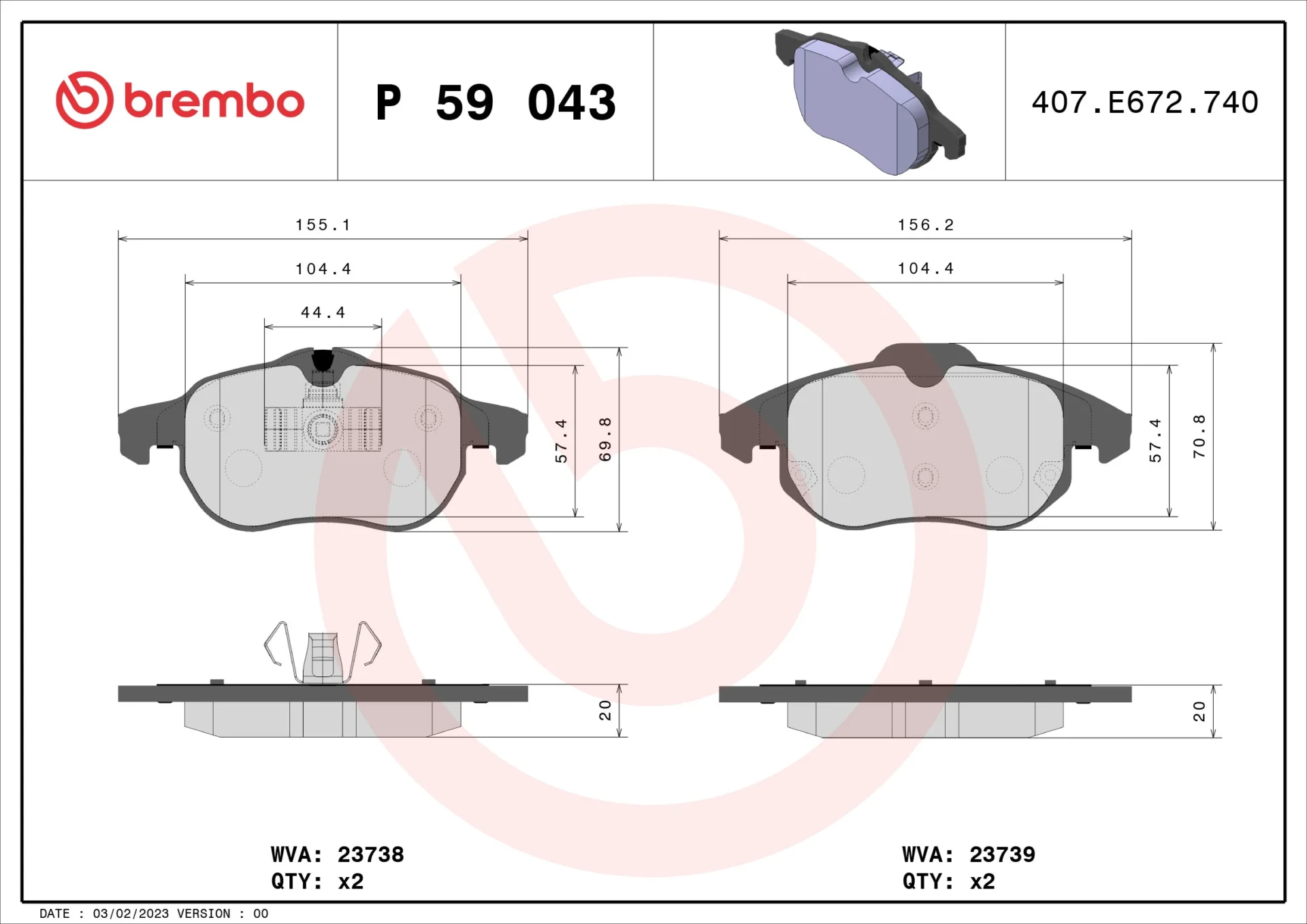 Σετ τακάκια, Δισκόφρενα Brembo P 59 043 - Amortiseronline - Amortiseronline Σετ τακάκια, Δισκόφρενα brembo p 59 043 - amortiseronline -