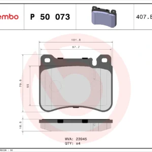 Σετ τακάκια, Δισκόφρενα Brembo P 50 073 για Mercedes