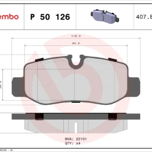Σετ τακάκια, Δισκόφρενα Brembo P 50 126 για Mercedes