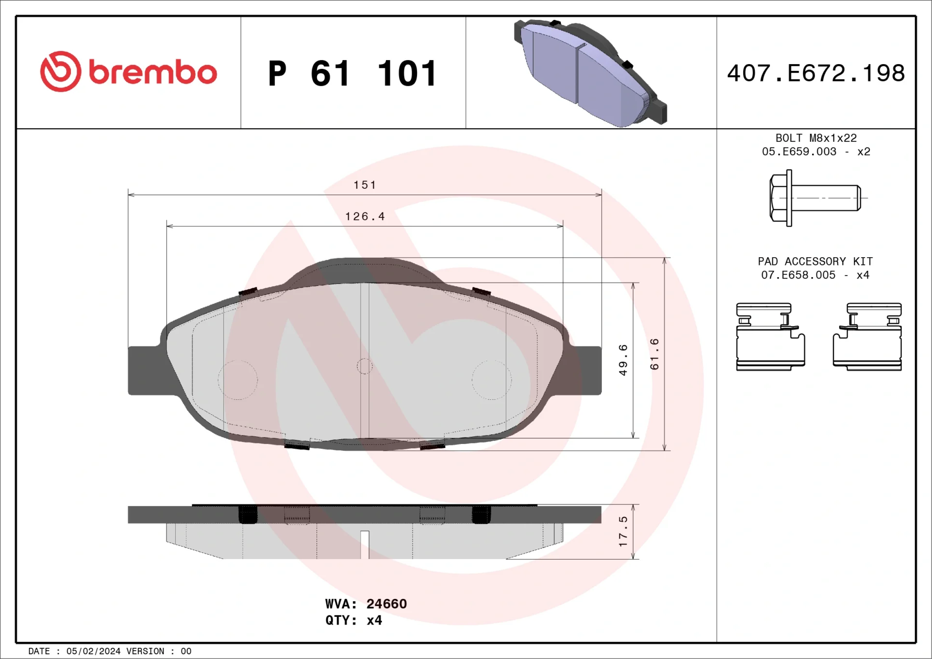 Σετ τακάκια, Δισκόφρενα Brembo P 61 101 - Amortiseronline - Amortiseronline Σετ τακάκια, Δισκόφρενα brembo p 61 101 - amortiseronline -