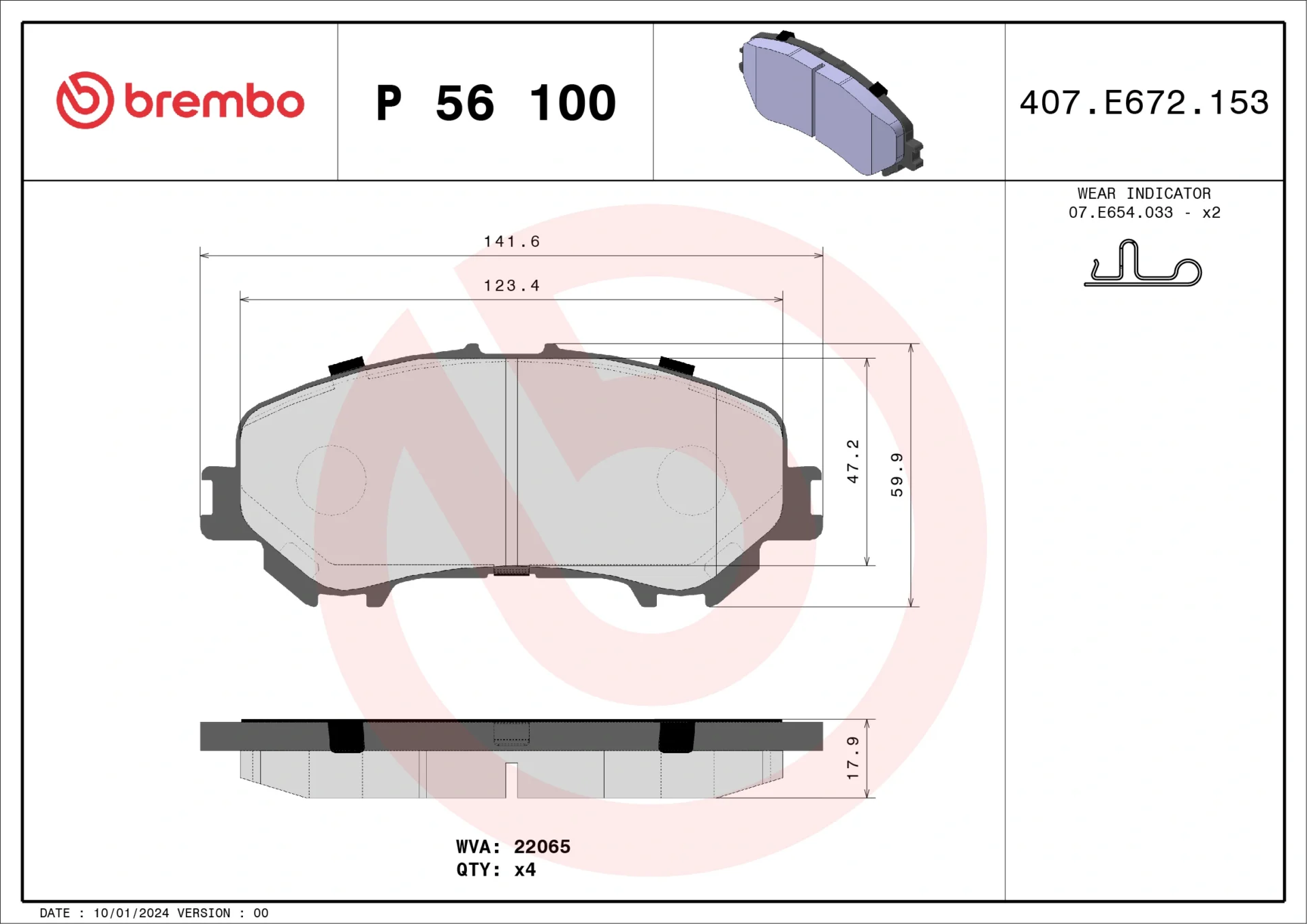 Σετ τακάκια, Δισκόφρενα Brembo P 56 100 - Amortiseronline - Amortiseronline Σετ τακάκια, Δισκόφρενα brembo p 56 100 - amortiseronline -