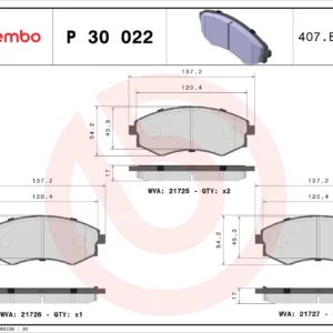 Σετ τακάκια, Δισκόφρενα Brembo P 30 022 για Daewoo, Hyundai, Ssangyong