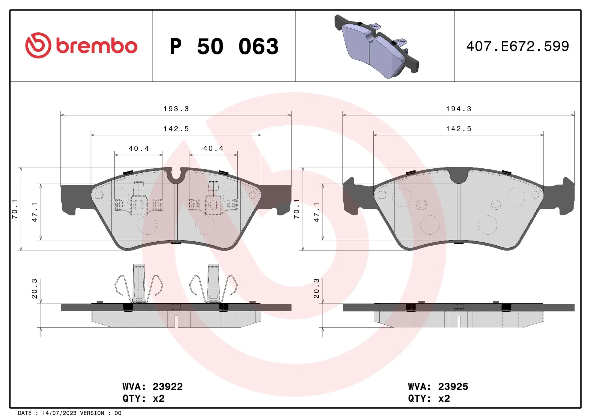 Σετ τακάκια, Δισκόφρενα Brembo P 50 063 για Mercedes - Amortiseronline - Amortiseronline Σετ τακάκια, Δισκόφρενα brembo p 50 063 για mercedes - amortiseronline -