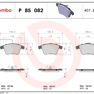 Σετ τακάκια, Δισκόφρενα Brembo P 85 082  για VW