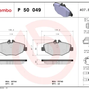 Σετ τακάκια, Δισκόφρενα Brembo P 50 049 για Mercedes
