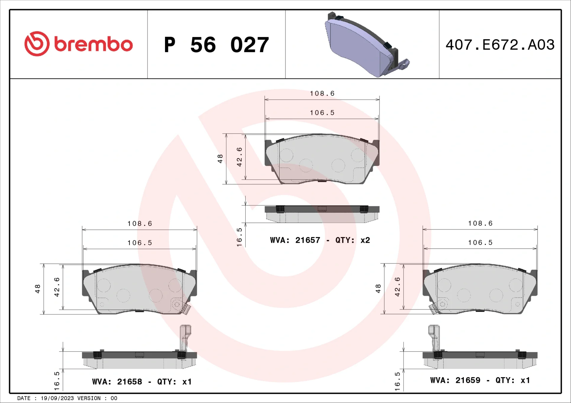 Σετ τακάκια, Δισκόφρενα Brembo P 56 027 για Nissan, Buick, Cadillac - Amortiseronline - Amortiseronline Σετ τακάκια, Δισκόφρενα brembo p 56 027 για nissan, buick, cadillac - amortiseronline -