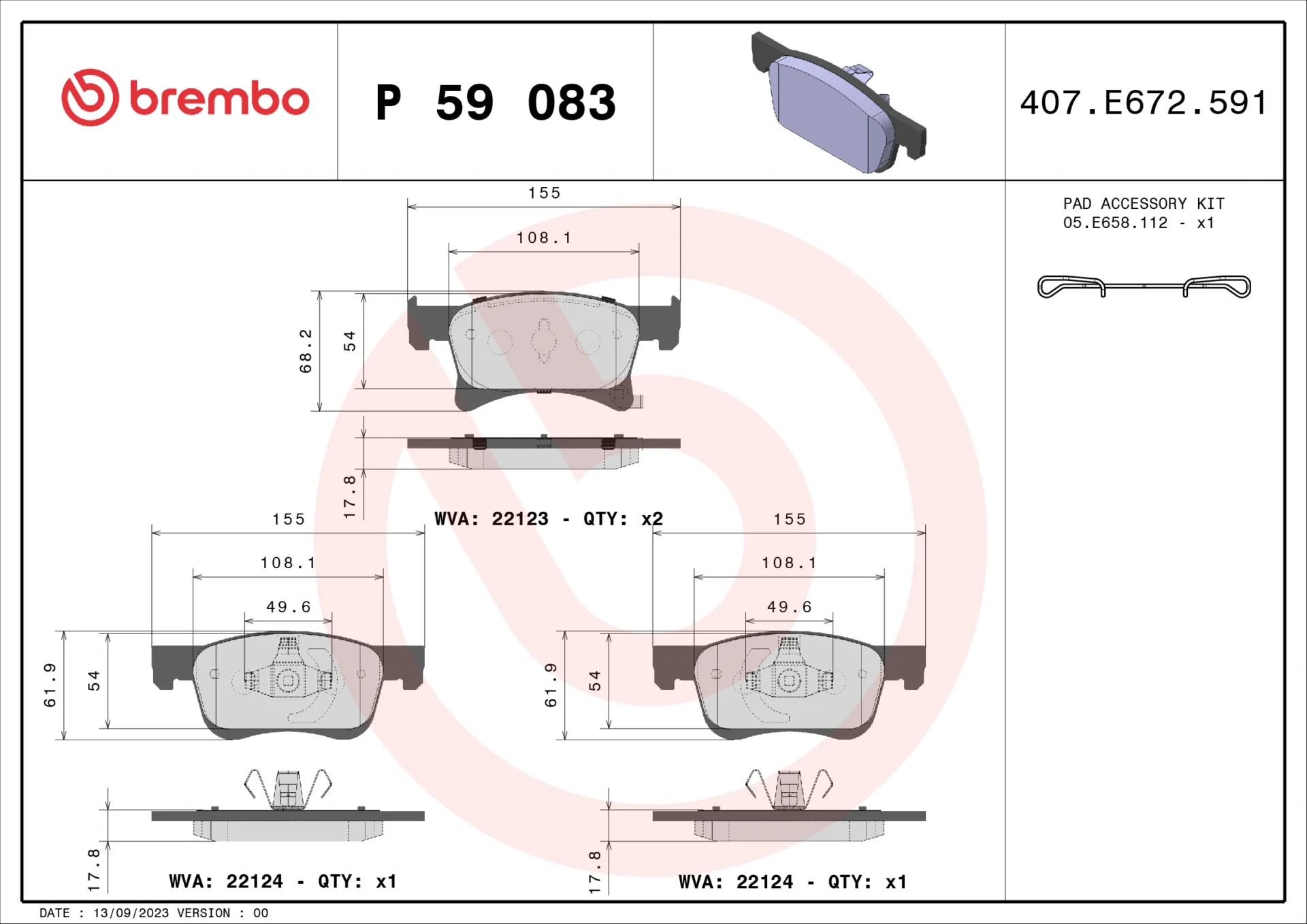 Σετ τακάκια, Δισκόφρενα Brembo P 59 083 - Amortiseronline - Amortiseronline Σετ τακάκια, Δισκόφρενα brembo p 59 083 - amortiseronline -