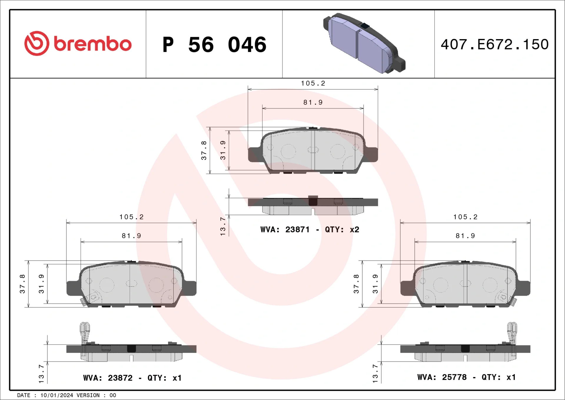 Σετ τακάκια, Δισκόφρενα Brembo P 56 046 - Amortiseronline - Amortiseronline Σετ τακάκια, Δισκόφρενα brembo p 56 046 - amortiseronline -