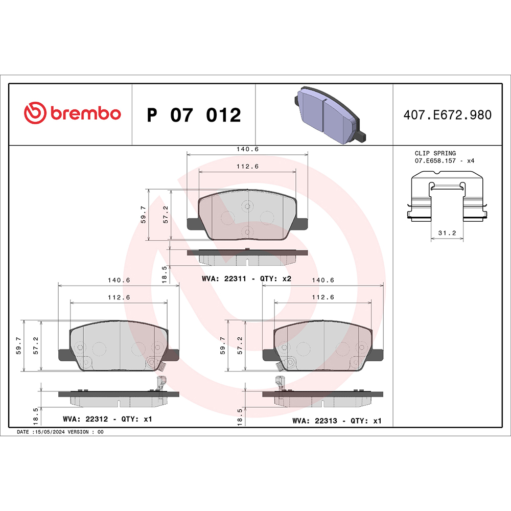 Σετ τακάκια, Δισκόφρενα Brembo P 07 012 για Opel - Amortiseronline - Amortiseronline Σετ τακάκια, Δισκόφρενα brembo p 07 012 για opel - amortiseronline -