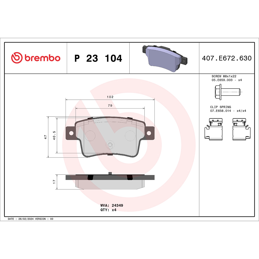 Σετ τακάκια, Δισκόφρενα Brembo P 23 104 για Abarth, Fiat - Amortiseronline - Amortiseronline Σετ τακάκια, Δισκόφρενα brembo p 23 104 για abarth, fiat - amortiseronline -