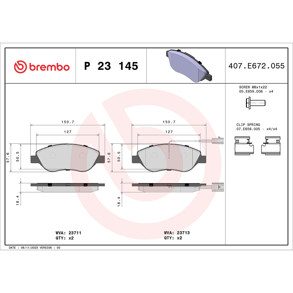 Σετ τακάκια, Δισκόφρενα Brembo P 23 145 για Alfa Romeo, Fiat, Lancia, Chrysler - Amortiser Online - Amortiser Online Σετ τακάκια, Δισκόφρενα brembo p 23 145 για alfa romeo, fiat, lancia, chrysler - amortiser online -