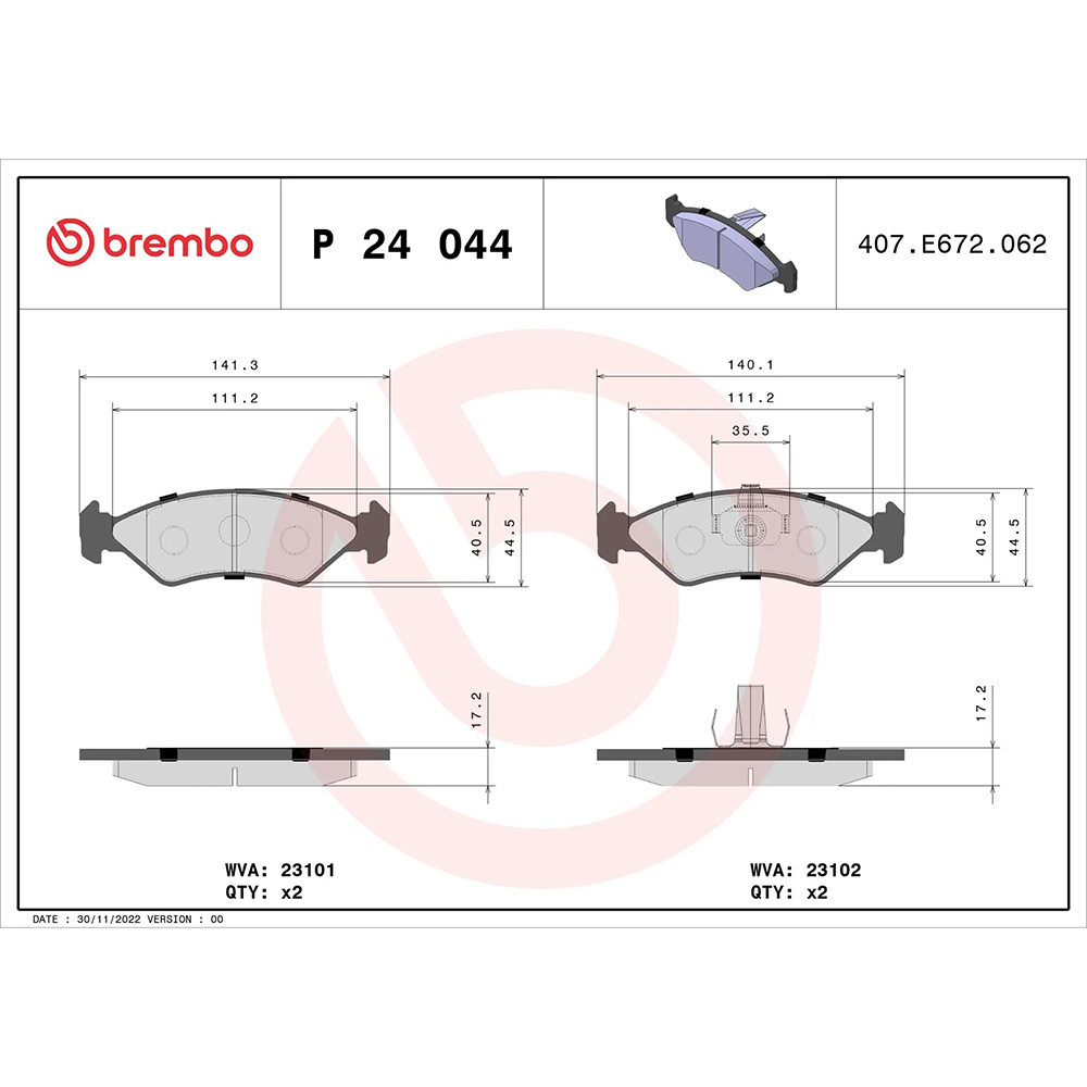 Σετ τακάκια, Δισκόφρενα Brembo P 24 044 για Ford, Mazda - Amortiseronline - Amortiseronline Σετ τακάκια, Δισκόφρενα brembo p 24 044 για ford, mazda - amortiseronline -