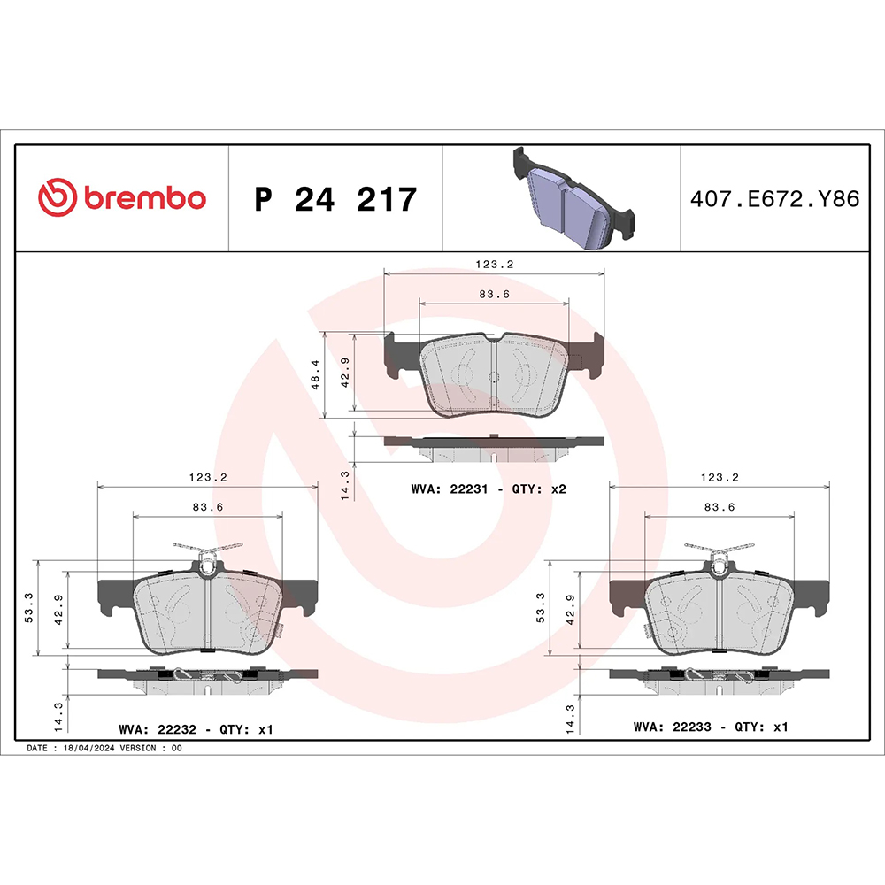 Σετ τακάκια, Δισκόφρενα Brembo P 24 217 για Ford - Amortiseronline - Amortiseronline Σετ τακάκια, Δισκόφρενα brembo p 24 217 για ford - amortiseronline -