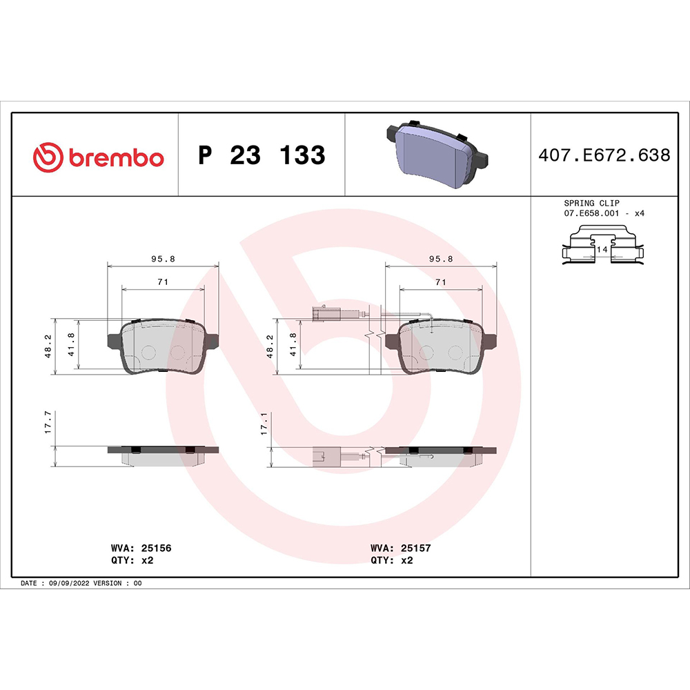 Σετ τακάκια, Δισκόφρενα Brembo P 23 133 - Amortiseronline - Amortiseronline Σετ τακάκια, Δισκόφρενα brembo p 23 133 - amortiseronline -